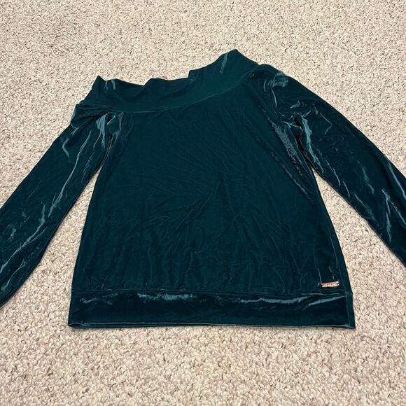 Sweaty Betty Velvet Restore One Shoulder Sweatshirt Sz S Green Holiday - Picture 1 of 7